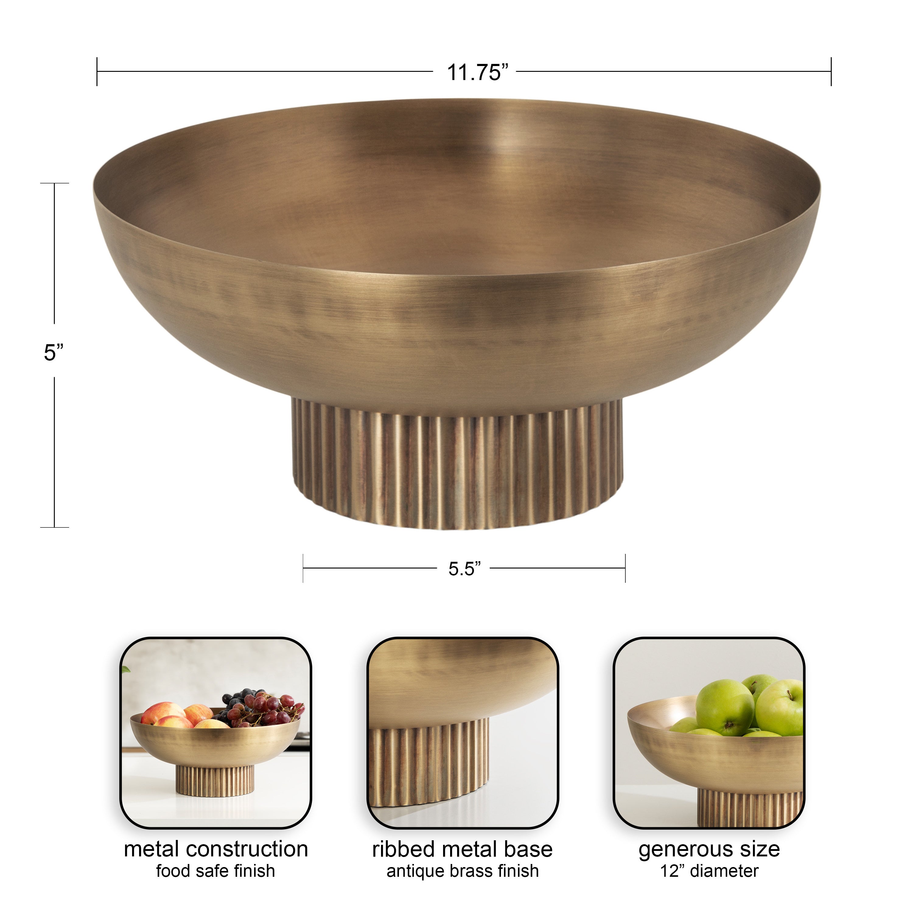 Rooks Ribbed Metal Bowl