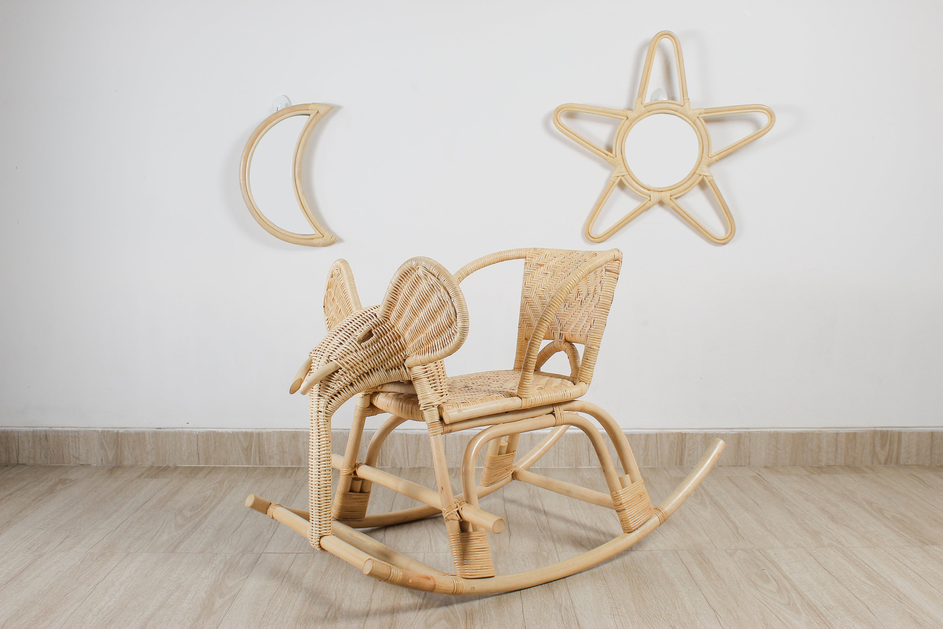 Natural Rattan Star Wall Mirror