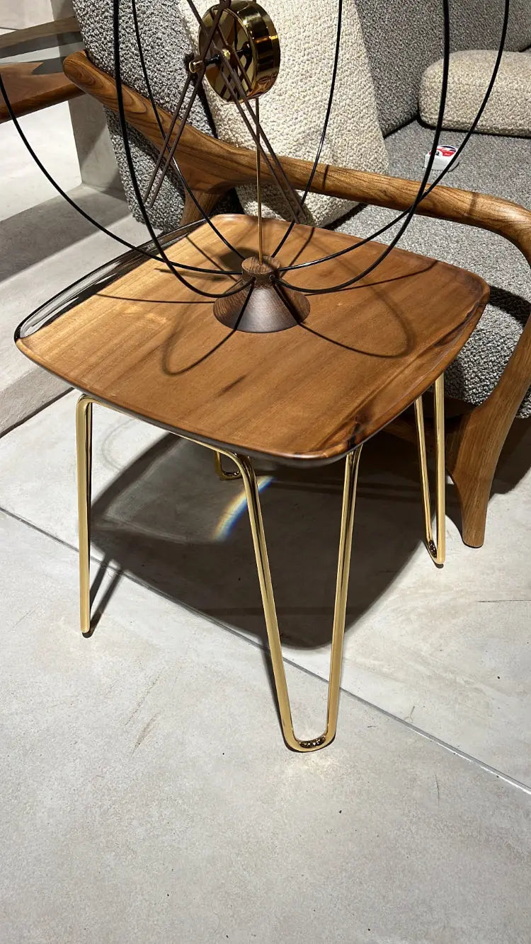 Ivory Rectangular Walnut & Resin Side Table