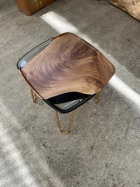 Ivory Rectangular Walnut & Resin Side Table