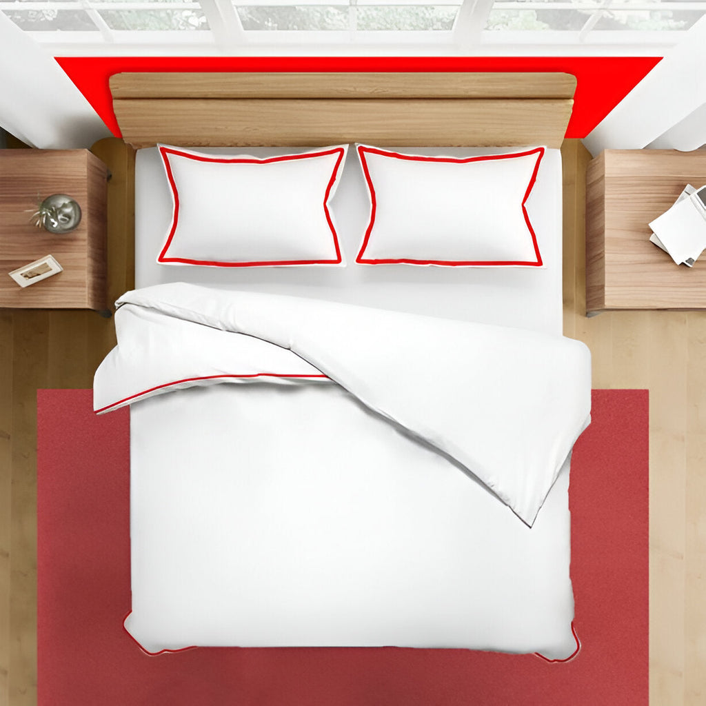 400TC Embroidery Cotton Sateen Solid Duvet Cover Set