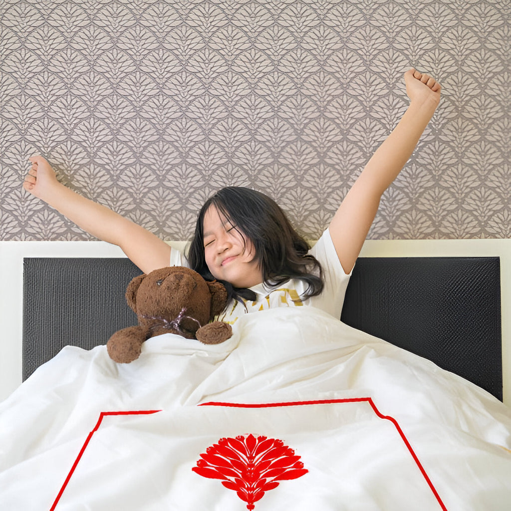 Leafy Embroidered Cotton Sateen Duvet Cover Set