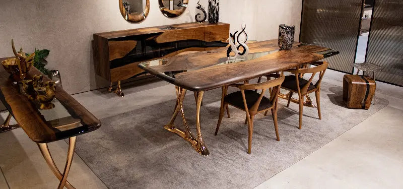 Osso Sculptural Walnut & Epoxy Dining Table