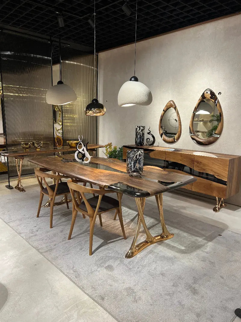 Osso Sculptural Walnut & Epoxy Dining Table