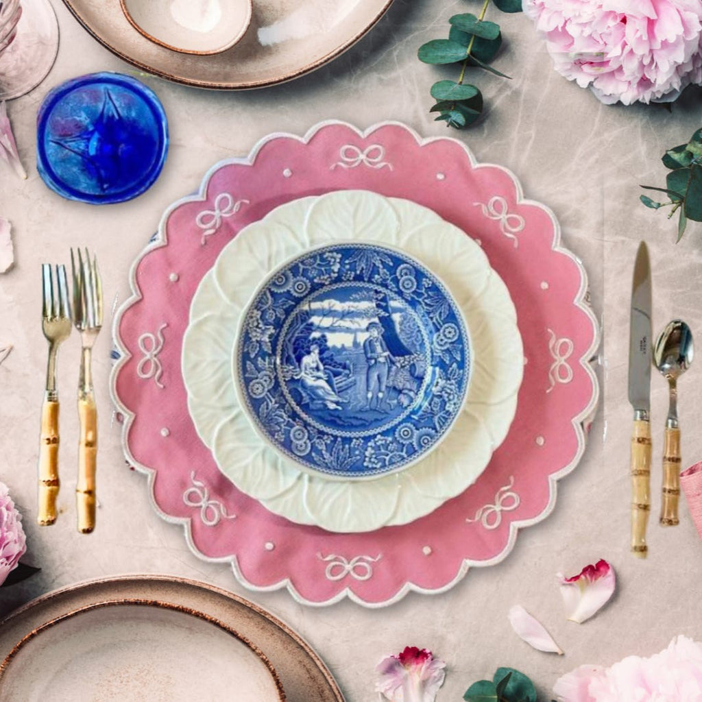 RIBBIA PINK ROUND FABRIC PLACEMAT (Set Of 4)