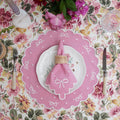 RIBBIA PINK ROUND FABRIC PLACEMAT & NAPKIN SET (Set Of 4)