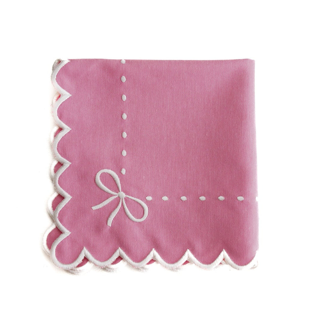 RIBBIA PINK ROUND FABRIC PLACEMAT & NAPKIN SET (Set Of 4)