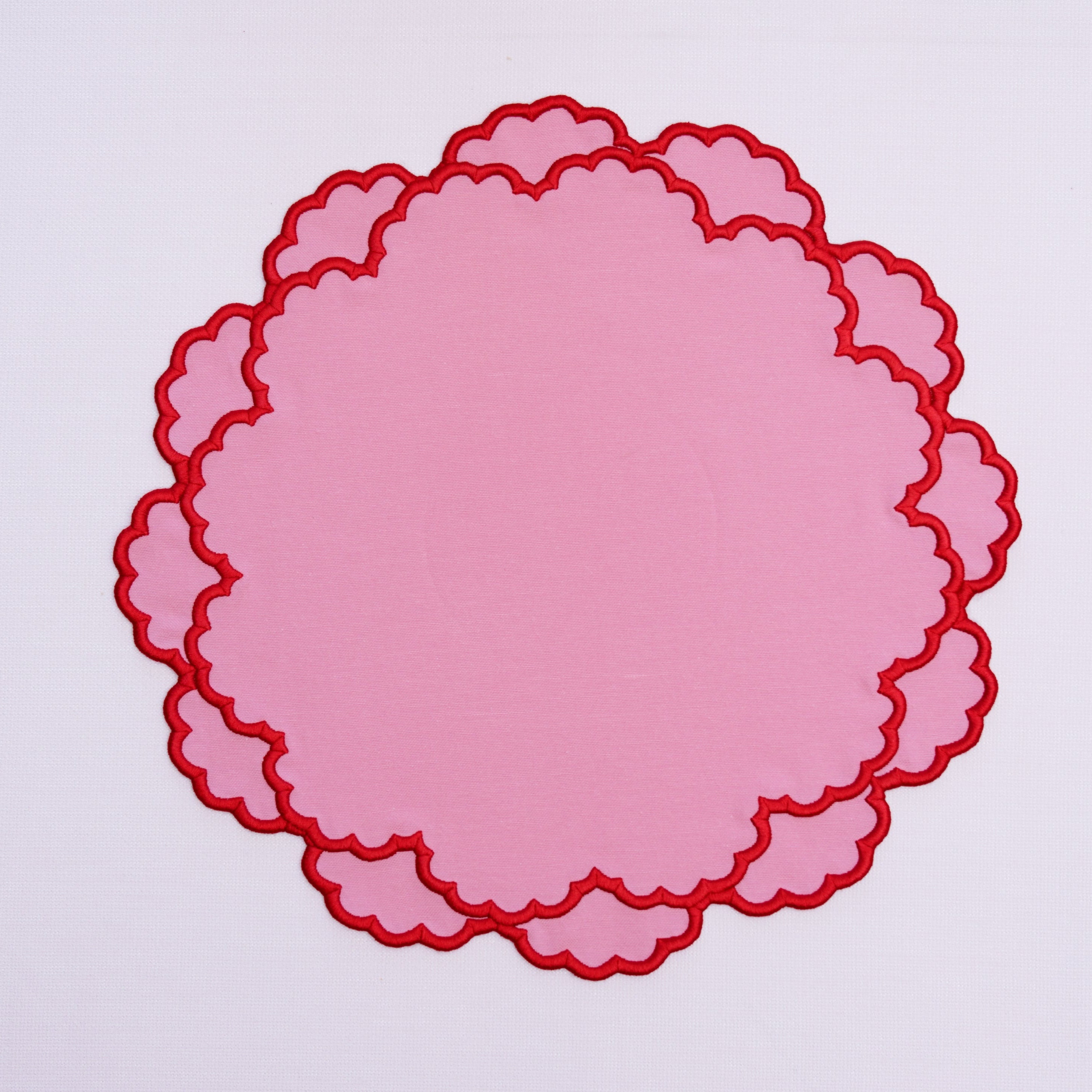 CRESSIDA PINK ROUND FABRIC PLACEMAT & NAPKIN SET (Set Of 4)