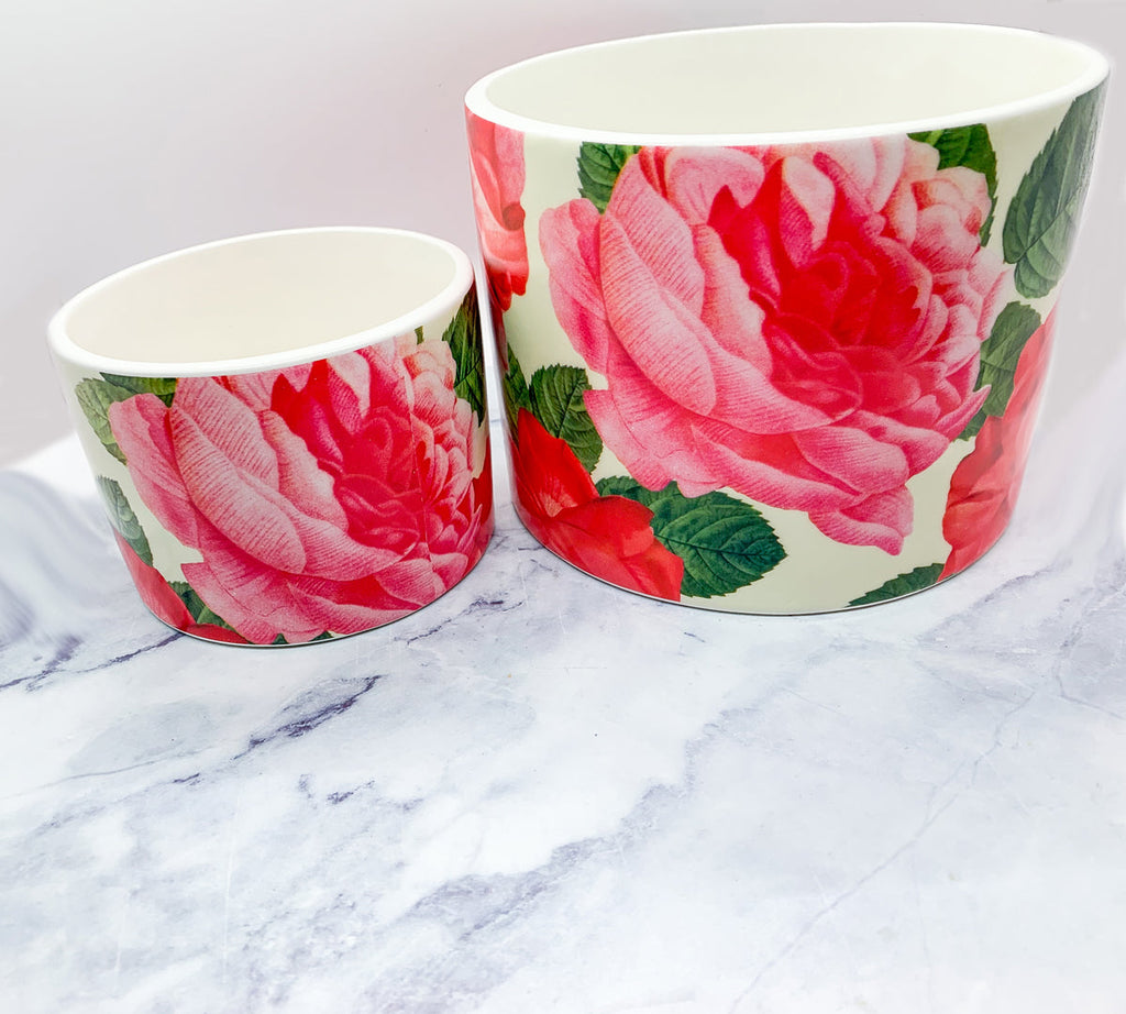 Rose Floral Ceramic Cachepot