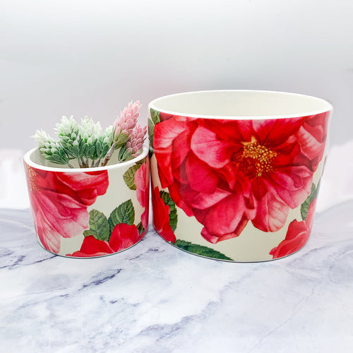 Rose Floral Ceramic Cachepot
