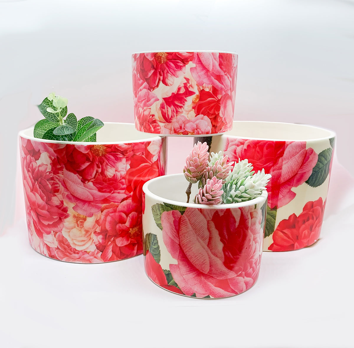 Rose Floral Ceramic Cachepot