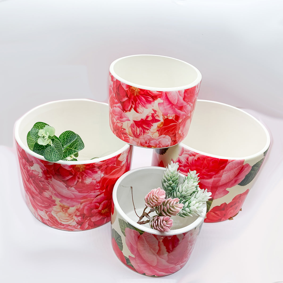 Rose Floral Ceramic Cachepot