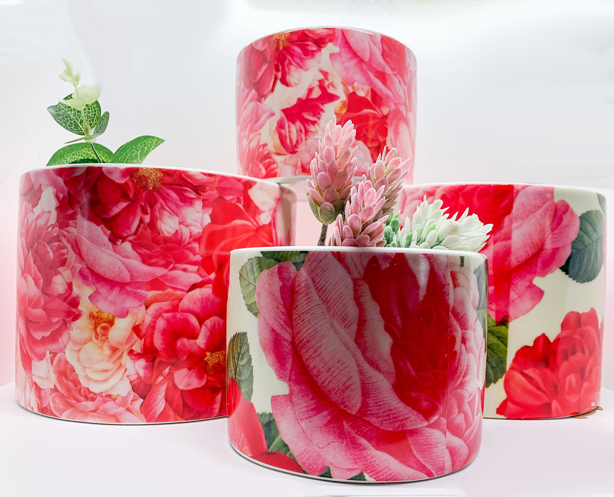 Rose Floral Ceramic Cachepot
