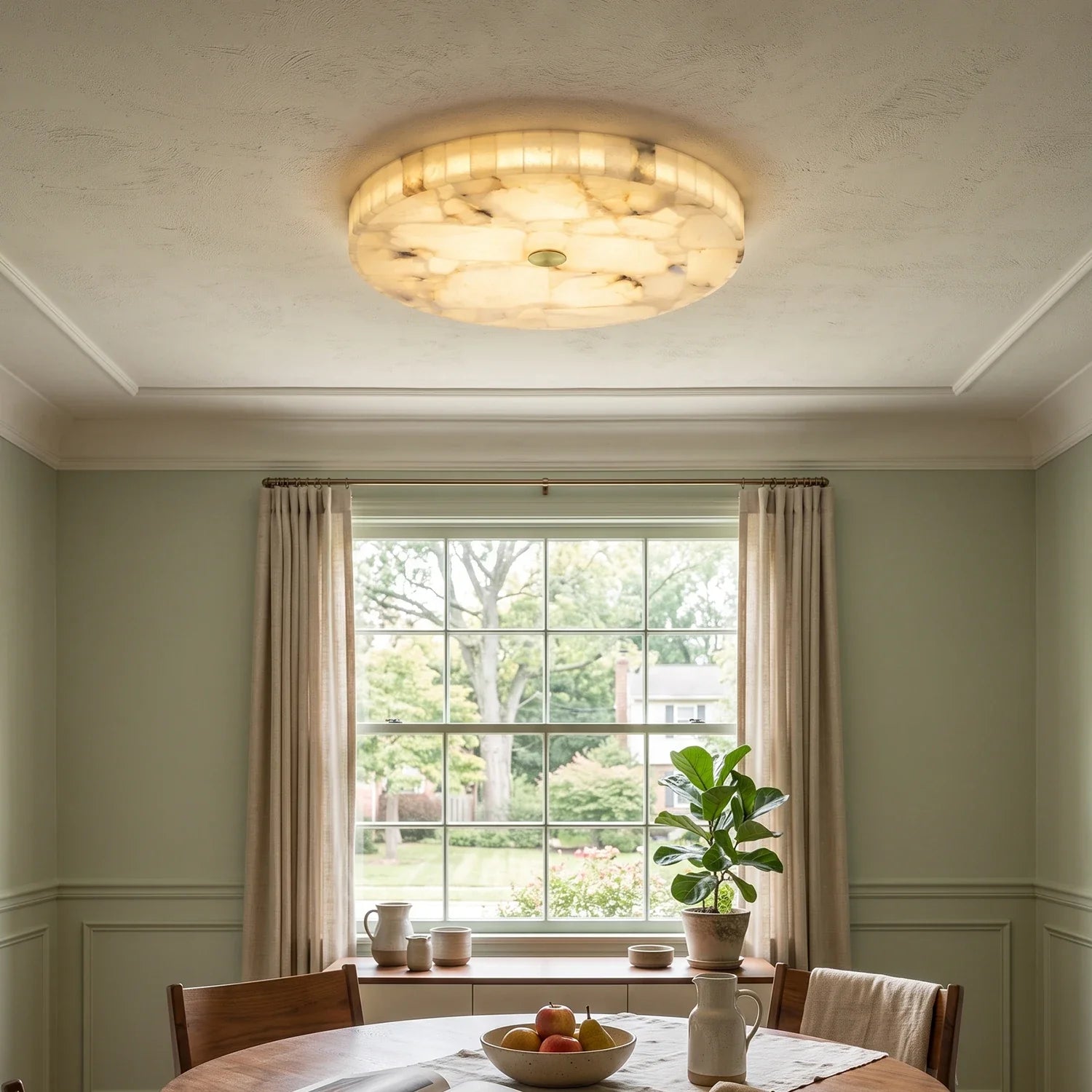 Alabaster Round Ceiling Lamp