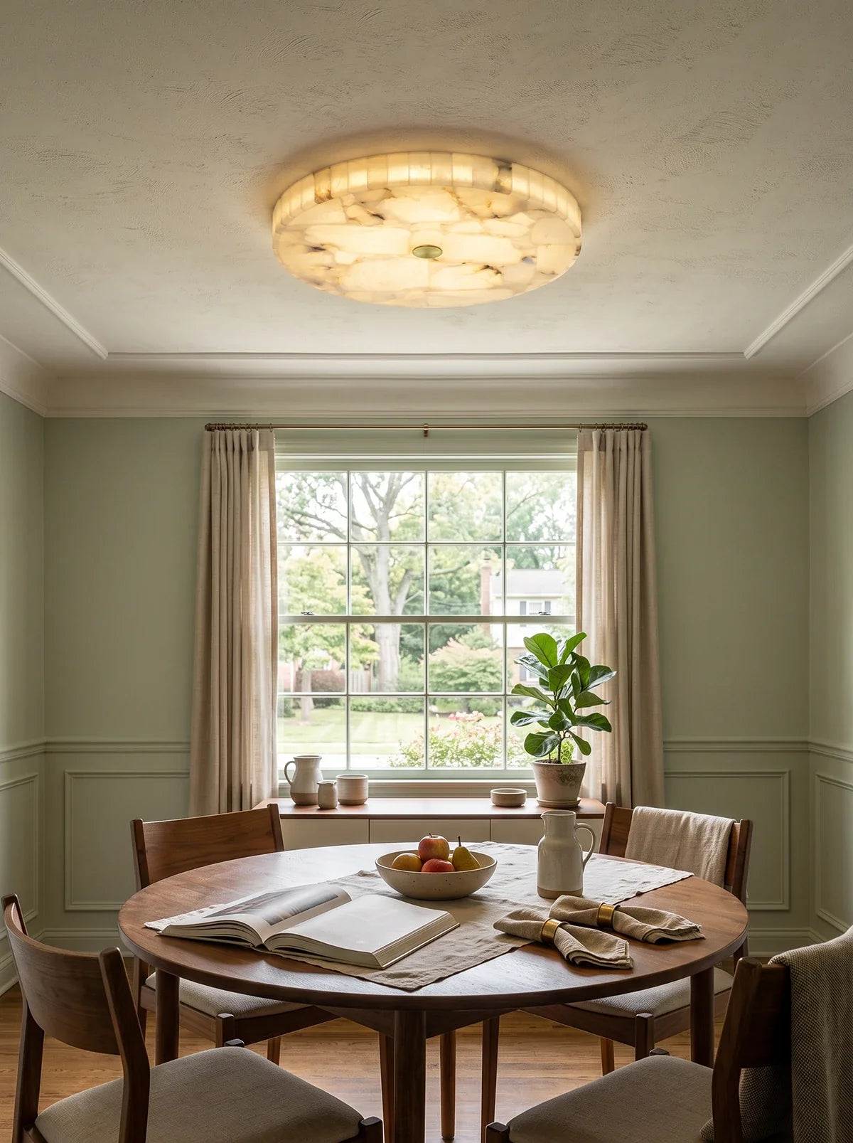 Alabaster Round Ceiling Lamp