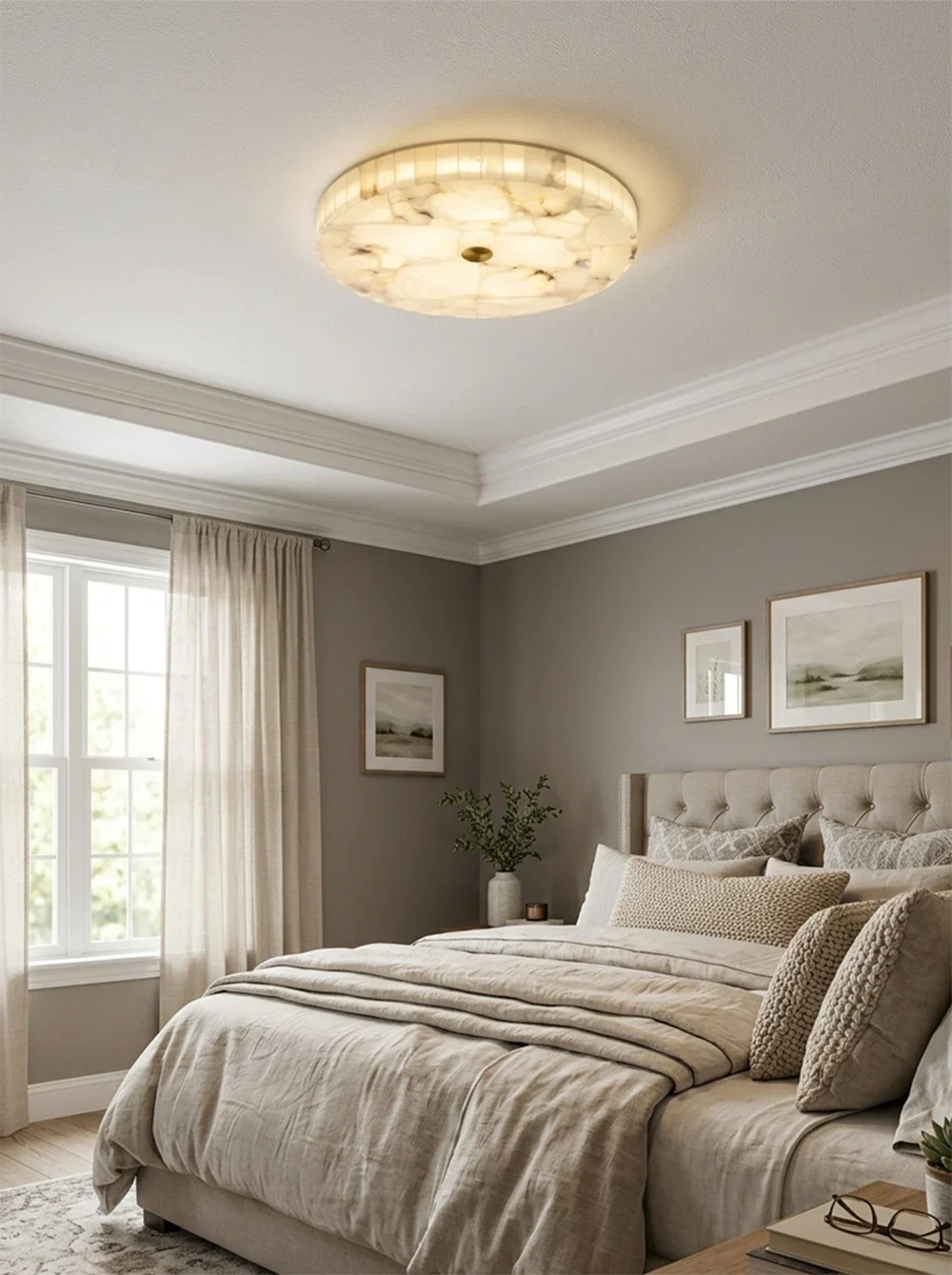 Alabaster Round Ceiling Lamp
