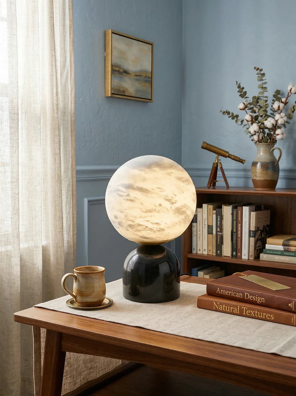 Round Alabaster Table Lamp