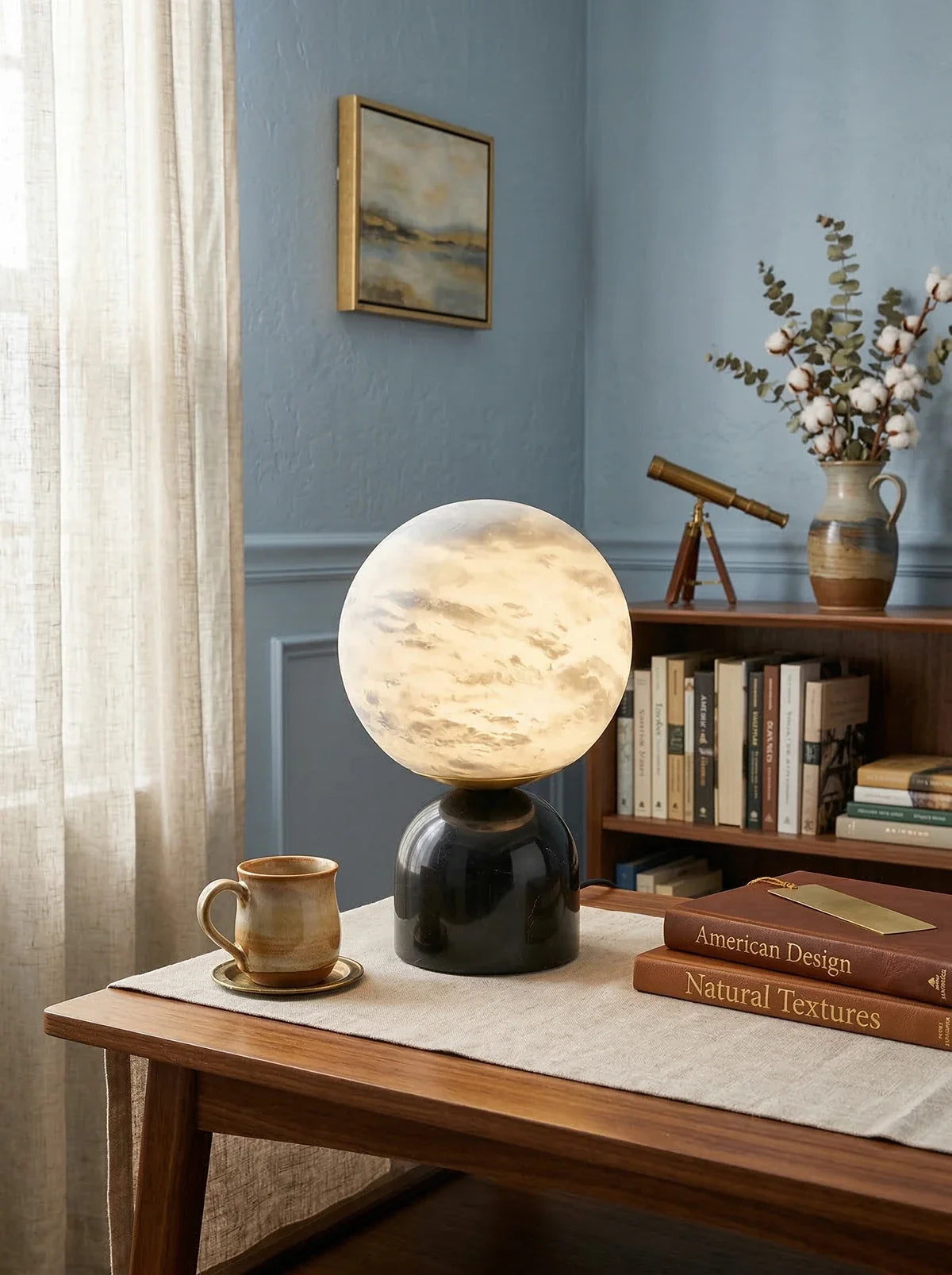 Round Alabaster Table Lamp