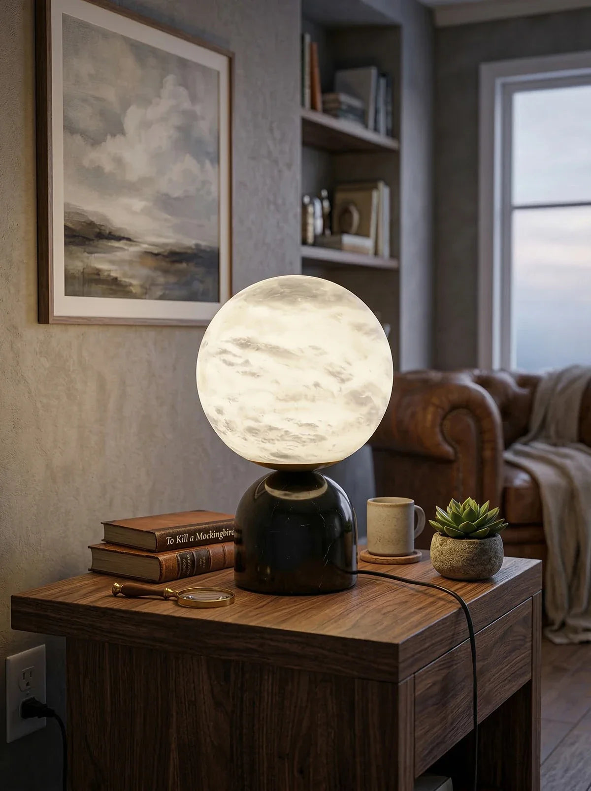 Round Alabaster Table Lamp