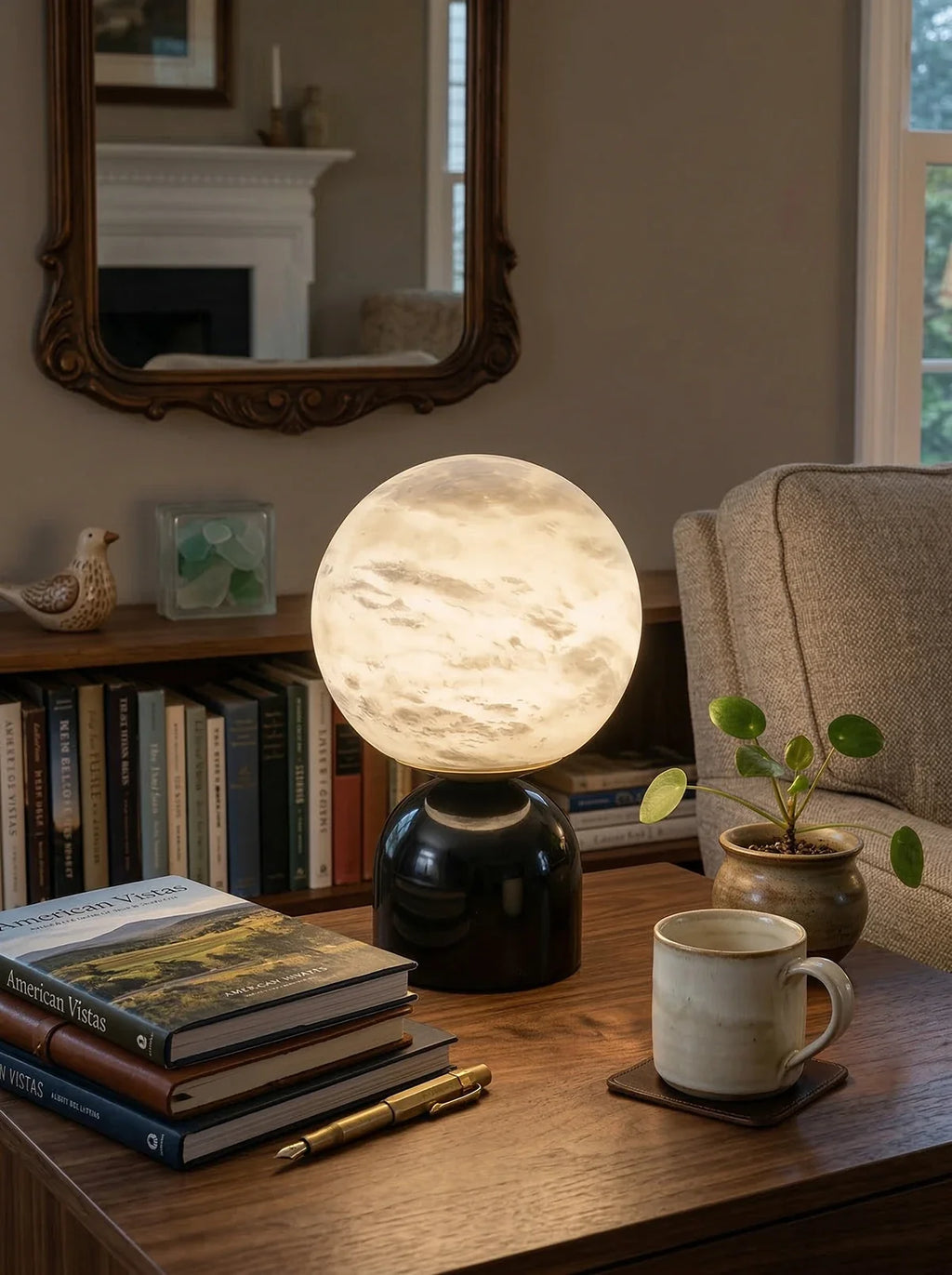 Round Alabaster Table Lamp