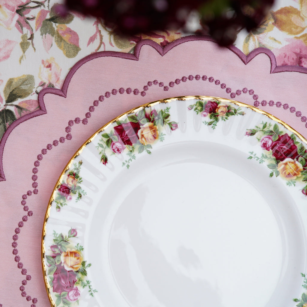 HARMONY LIGHT PINK ROUND FABRIC PLACEMAT (Set Of 4)