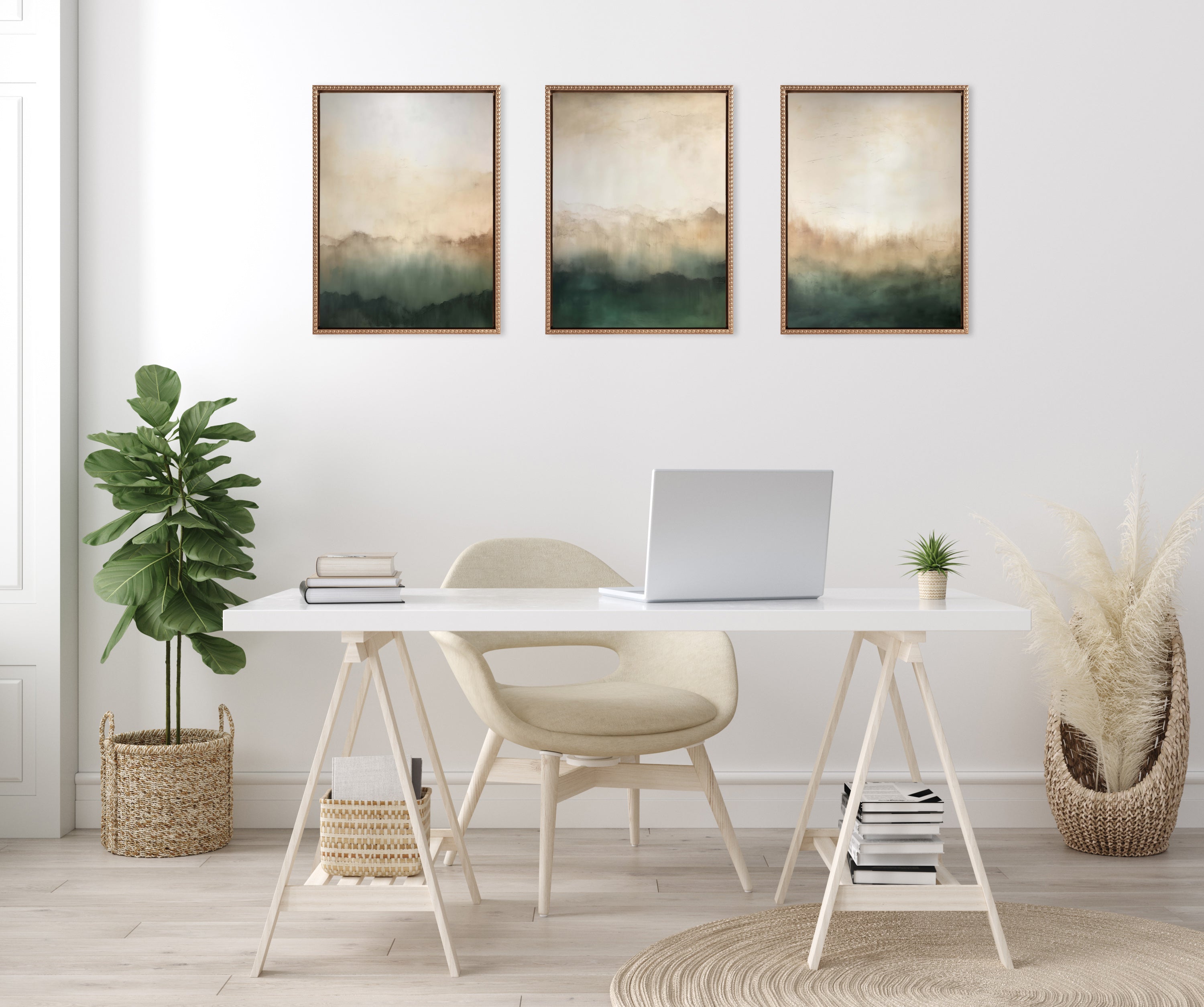 Sylvie Green Mountain Abstract I, II and III Framed Canvas Art Set by Amy Lighthall