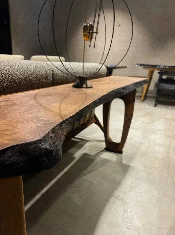 Solid Walnut Sculptural Console Table