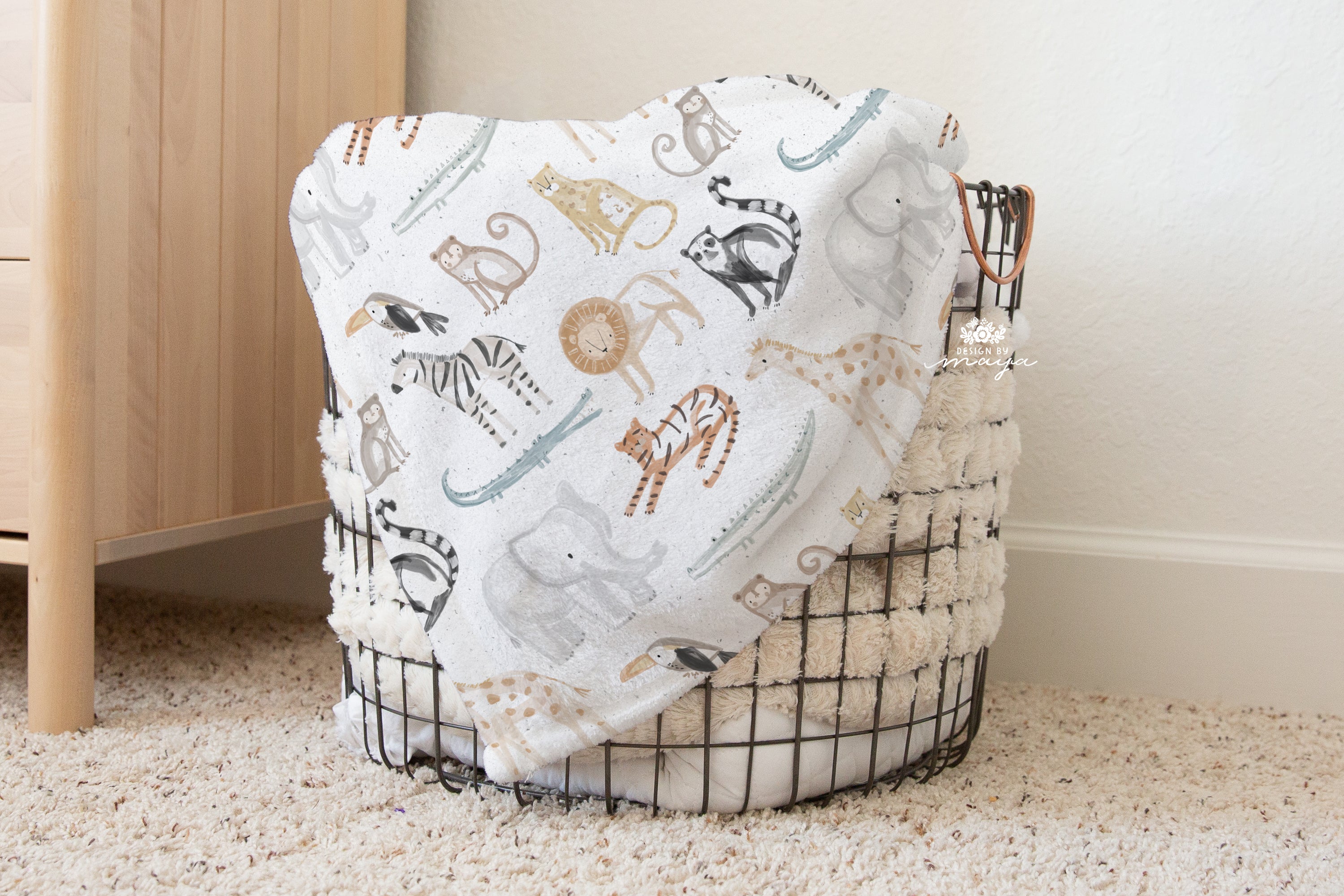 Baby Animals Pastel colors - Vintage Baby Blanket