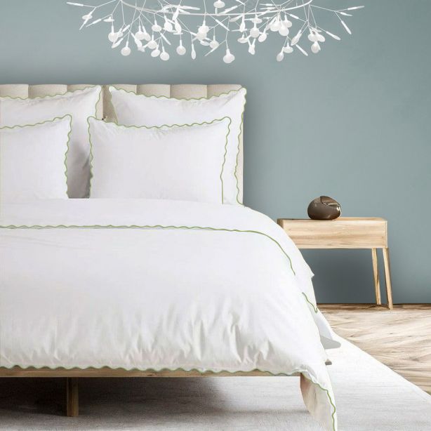 400TC Cotton Sateen Scallop-Embroidery Duvet Cover Set