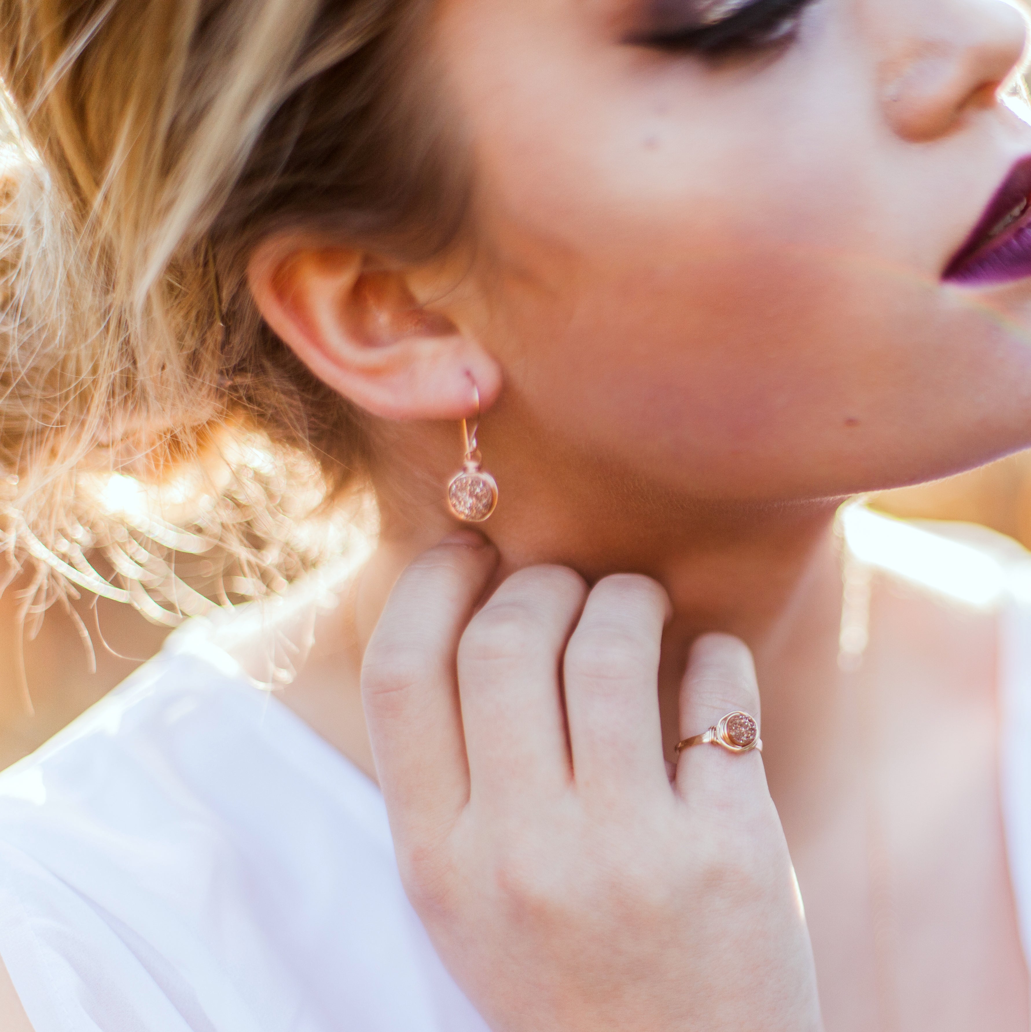Petite Druzy Drops - Teal