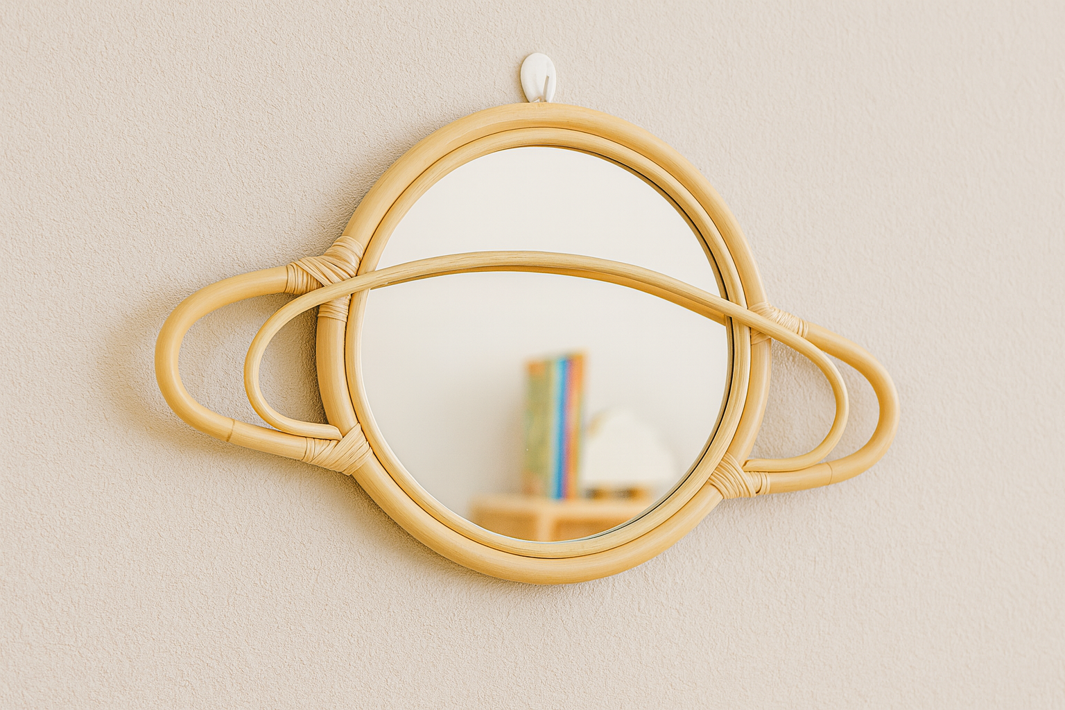 Natural Rattan Saturn Mirror