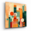 Peach Teal Geometric Shapes Glass Wall Art