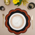 SERENITY BLACK ORANGE SCLALOPED FAUX LEATHER PLACEMAT (Set Of 4)