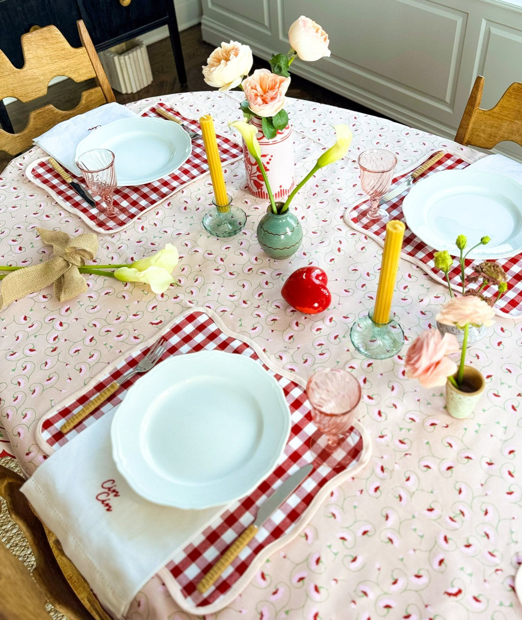 Set of 4 Giardino Reversible Placemats (Rosso/Rosa)