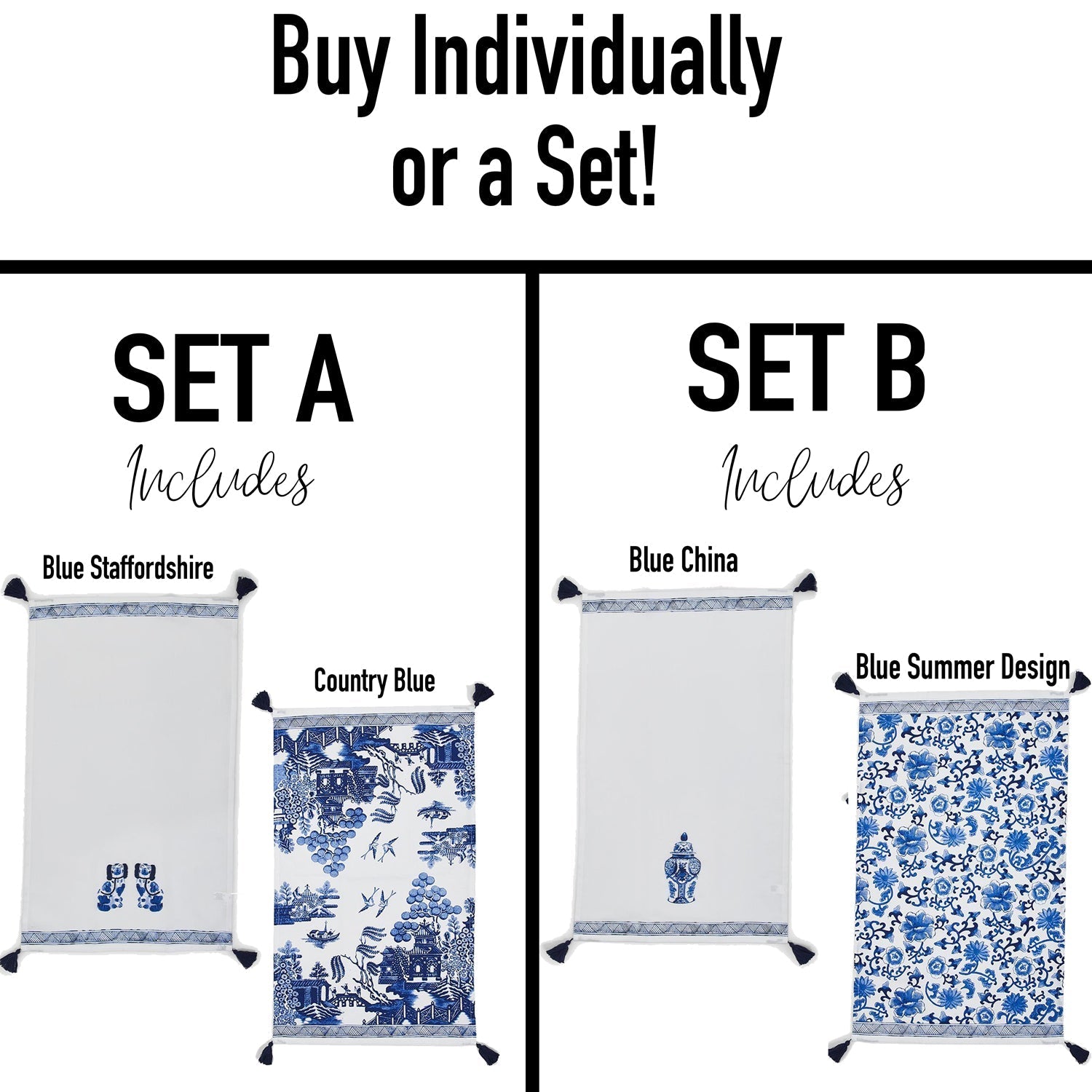 Blue & White Chinoiserie Tea Towels