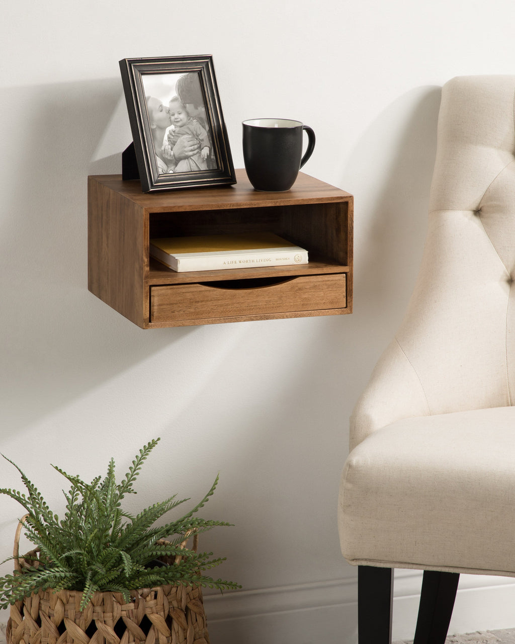Hutton Floating Wall Shelf with Drawer