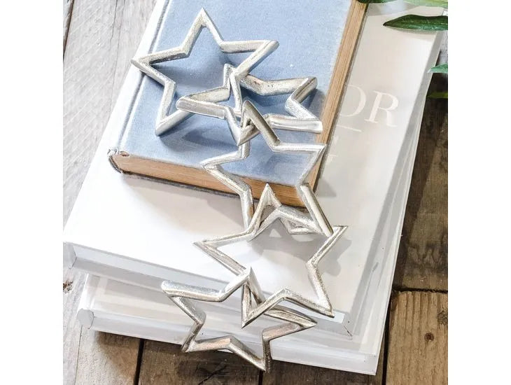 Silver Star Cut-Out Aluminum Chain Garland