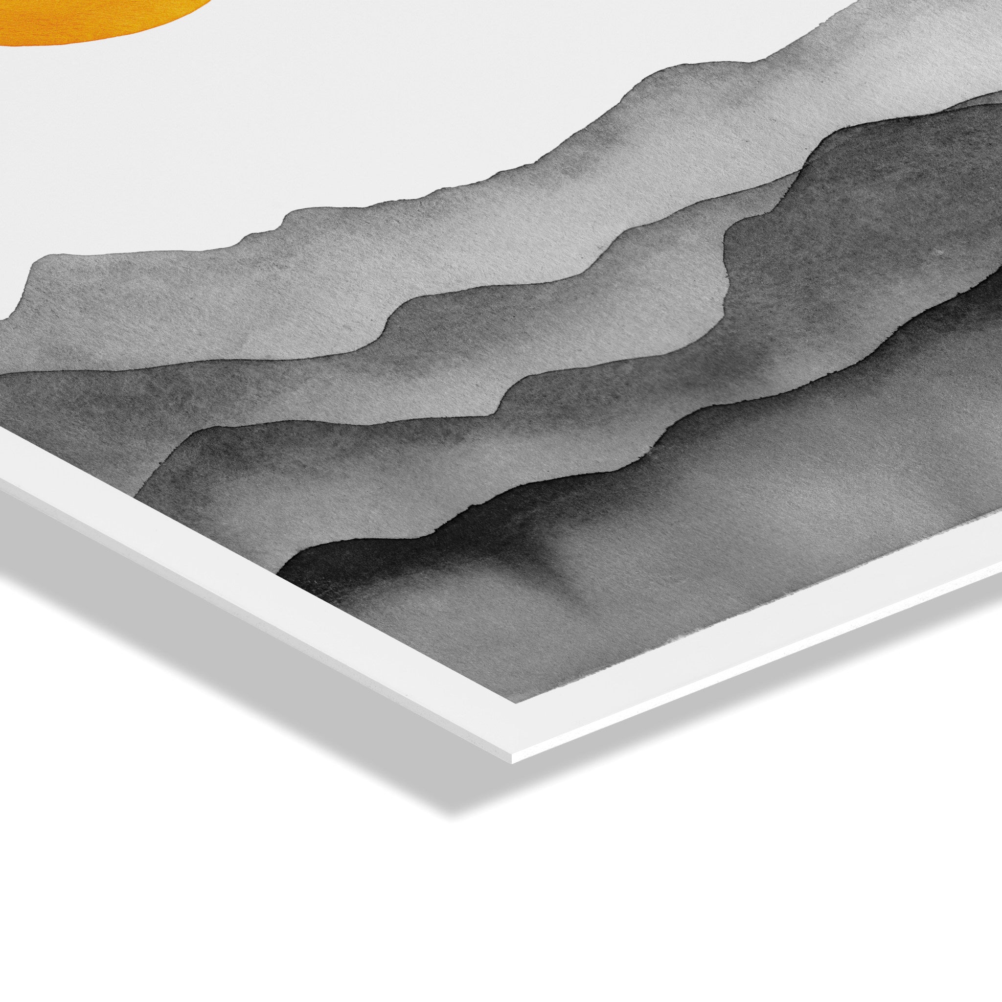 Black Yellow Mountain Range Silhouette Floating Acrylic Art by Cat Coquillette