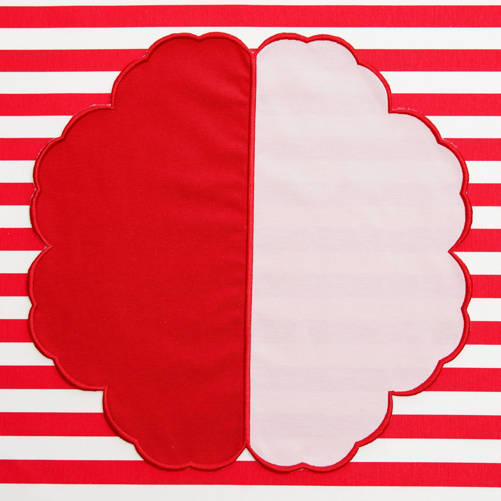 DUALITY PINK RED SCALLOPED FABRIC PLACEMAT (Set Of 4)
