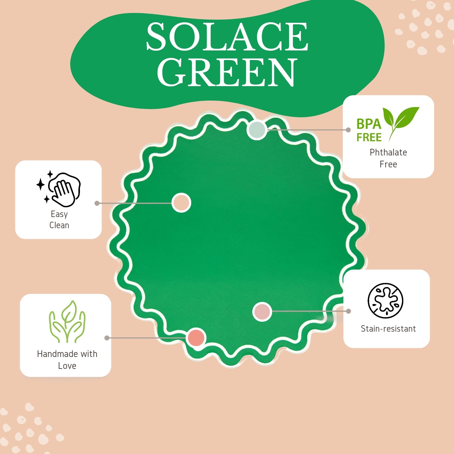SOLACE GREEN FAUX LEATHER PLACEMAT (Set Of 4)