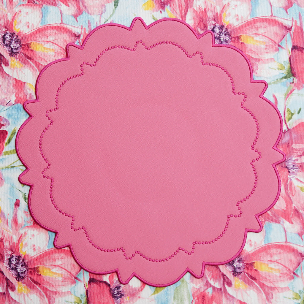 SOLSTICE PINK SCALLOPED FAUX LEATHER PLACEMAT (Set Of 4)