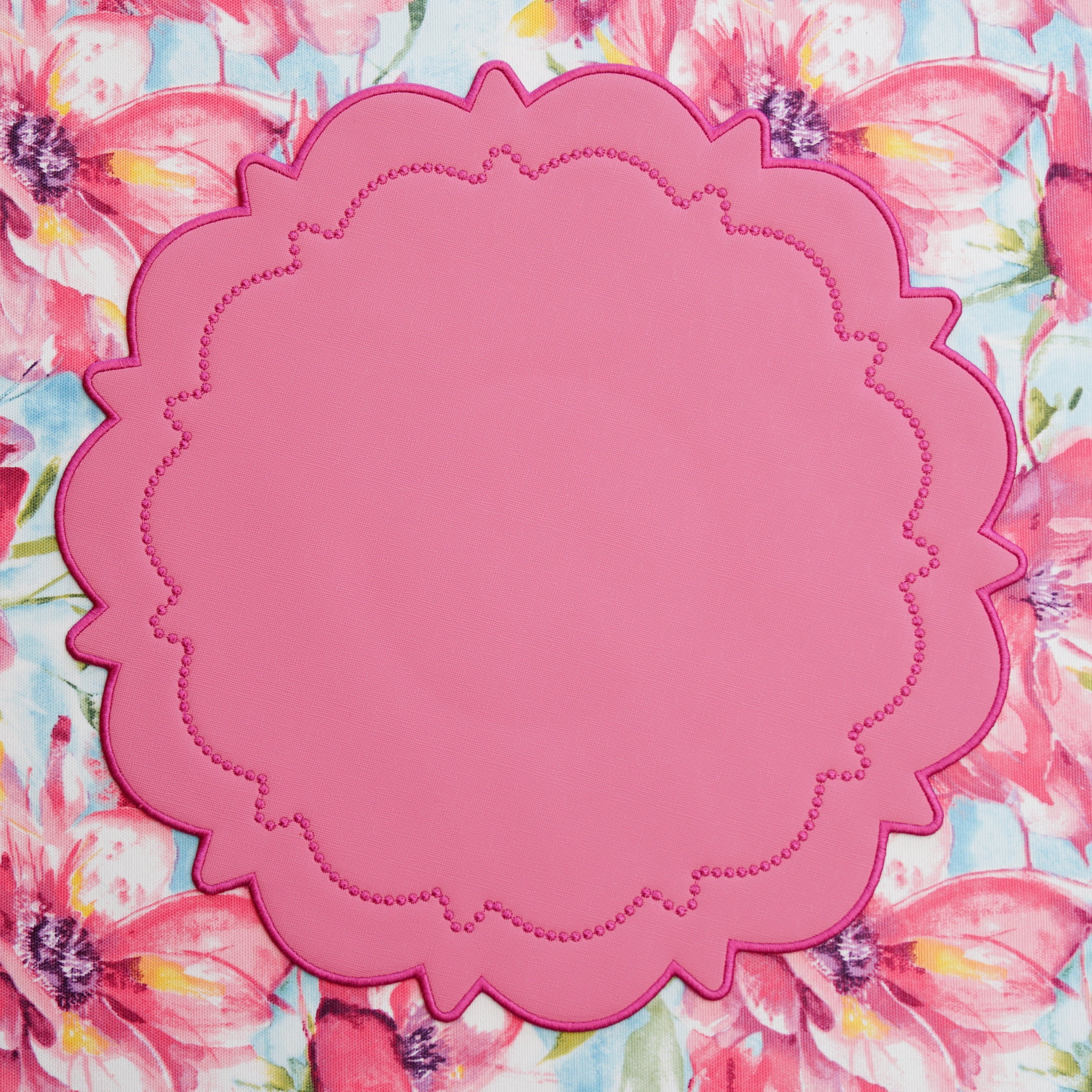 SOLSTICE PINK SCALLOPED FAUX LEATHER PLACEMAT (Set Of 4)