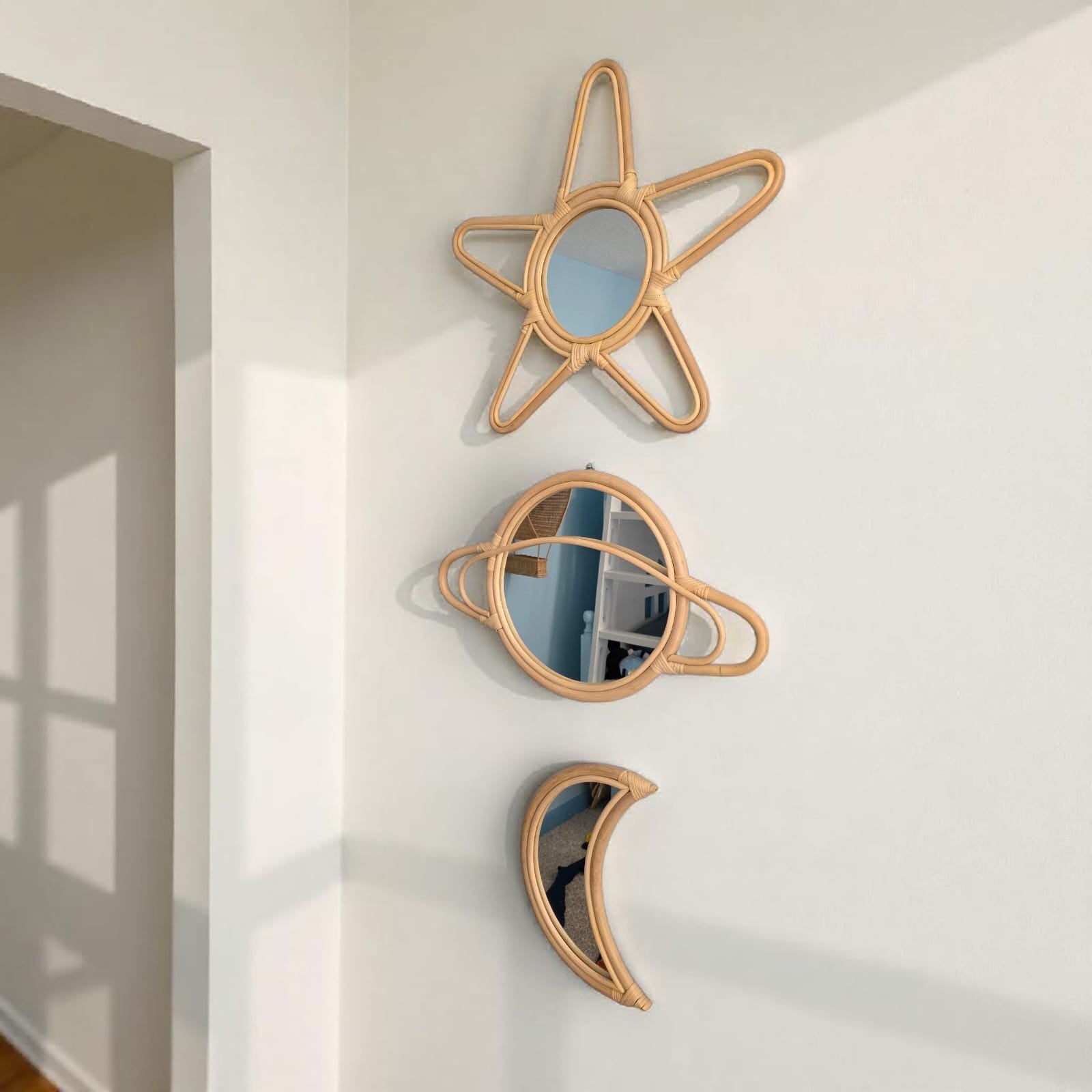 Natural Rattan Saturn Mirror