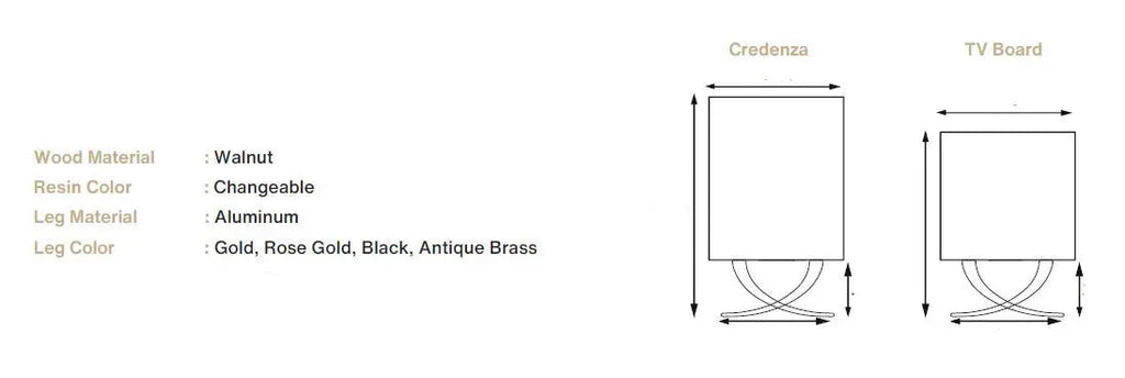 Ivory Walnut & Resin Credenza