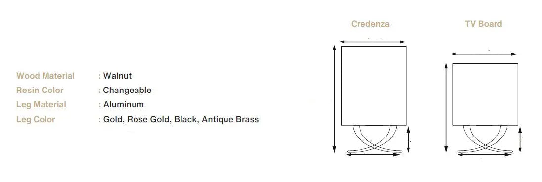Ivory Walnut & Resin Credenza