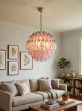 Spherical Poliedri Pink Glass Chandelier