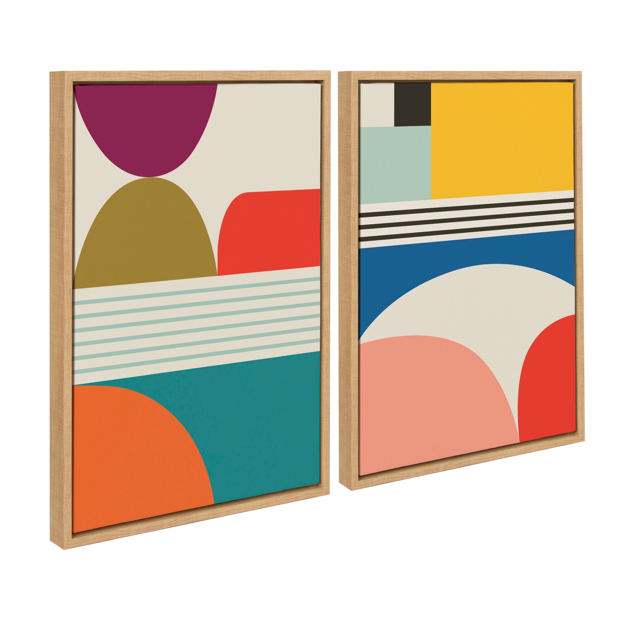 Sylvie Mid Century Modern Patterns Framed Canvas Set by Rachel Lee of My Dream Wall