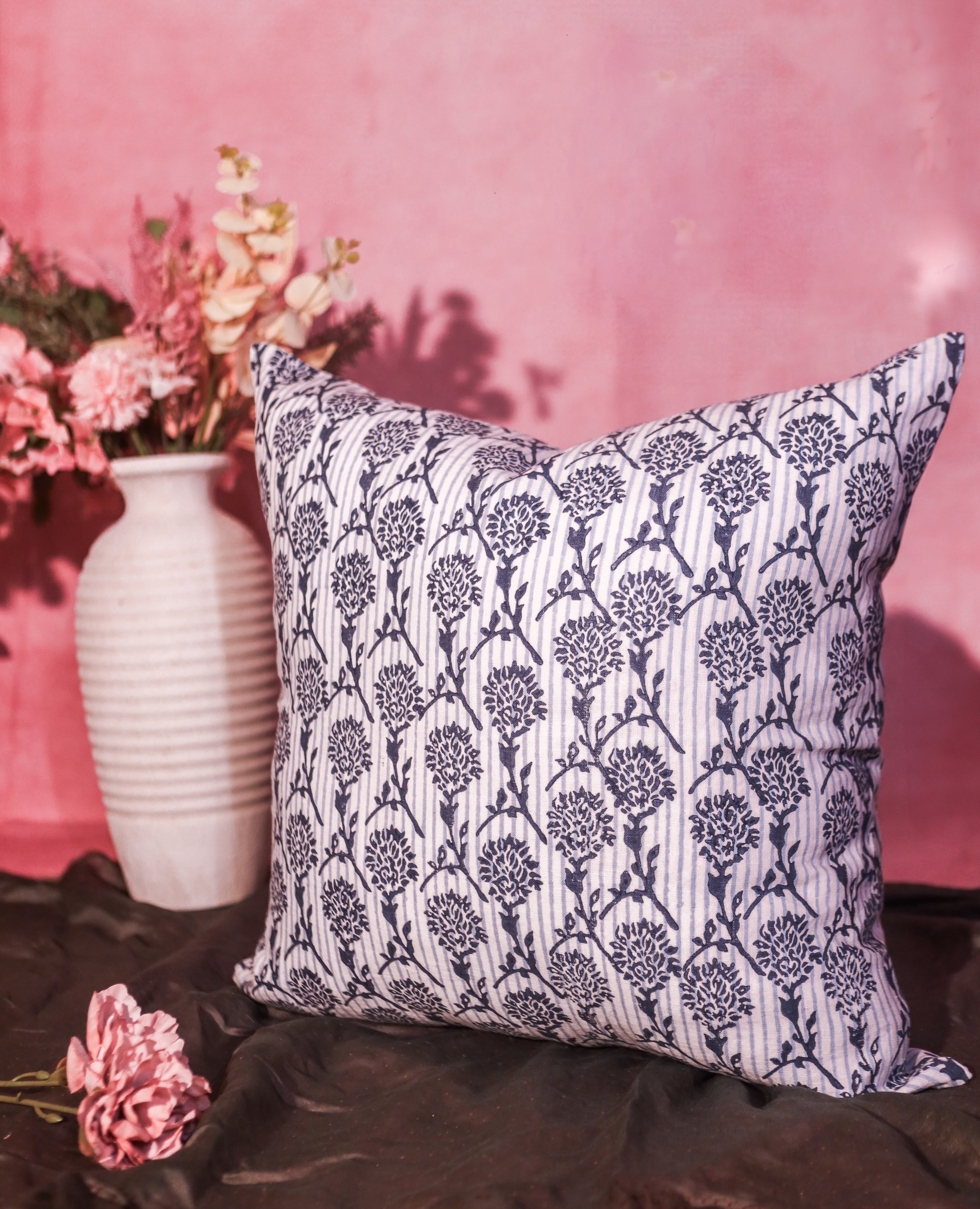 Nikhar Linen Pillow Cover — Azure Blue