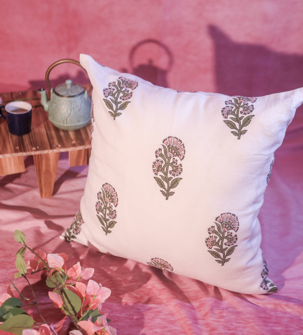 Begum Linen Pillow Cover — Pink