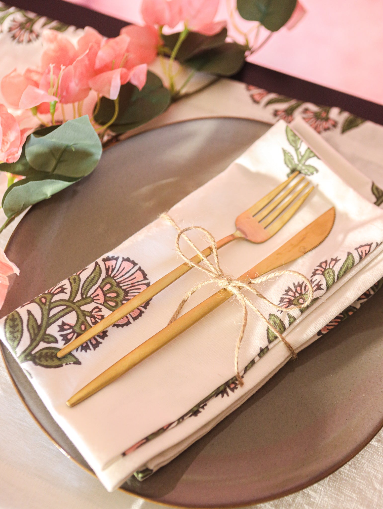Begum Cotton Table Napkins — Pink, Set of 2